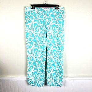 Women's Lilly Pulitzer Whitney Shore Teal Dragonfly Cropped Pants Size 6